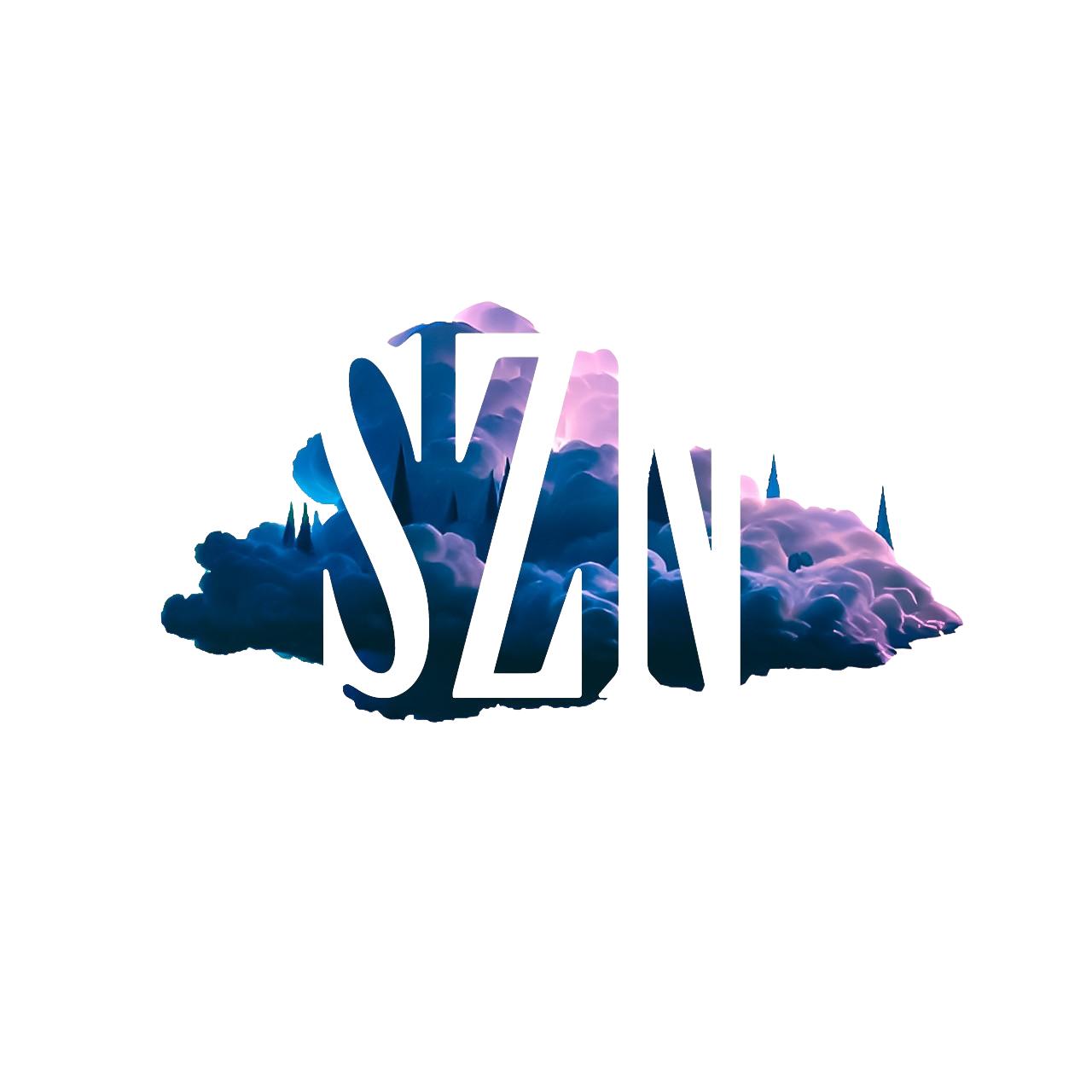 SZN cloud logo in ocean blue, lavender and pink